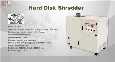High-security Portable Hard Drive Shredder, Electronic Waste Hard Drive Shredder, Dual-axis Solid...