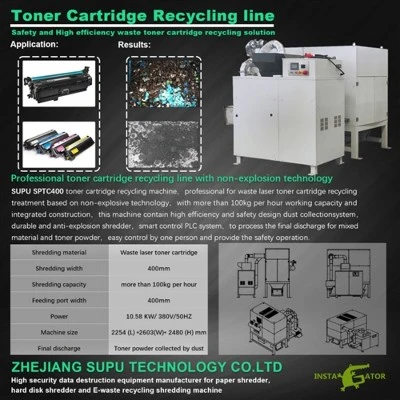 Compact High-Security Toner Cartridge Crusher, Integrated Dust Extraction Sys...